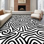 Bold Black Wave Pattern Rug