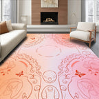 Whimsical Butterfly Floral Line Art Rug