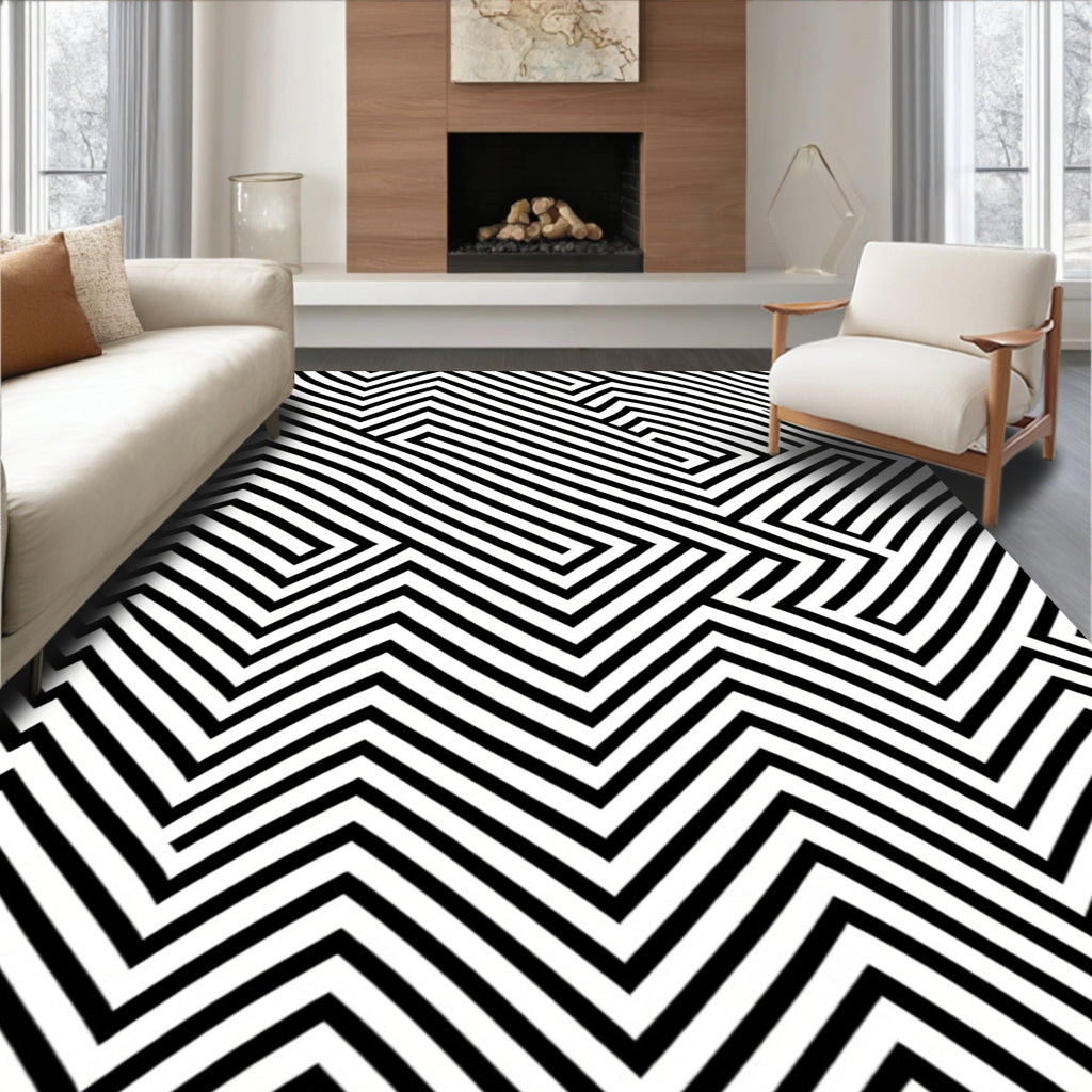Optical Illusion Zigzag Stripe Pattern Rug
