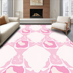 Pink White Abstract Geometric Pattern Rug