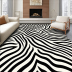 Black White Zebra Stripe Patterned Rug