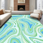 Abstract Blue Green Swirls Pattern Rug
