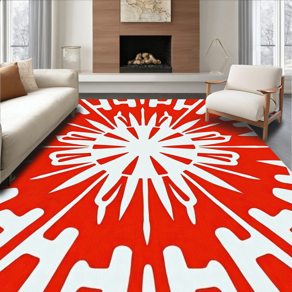 Radiant Sunburst Abstract Art Design Rug
