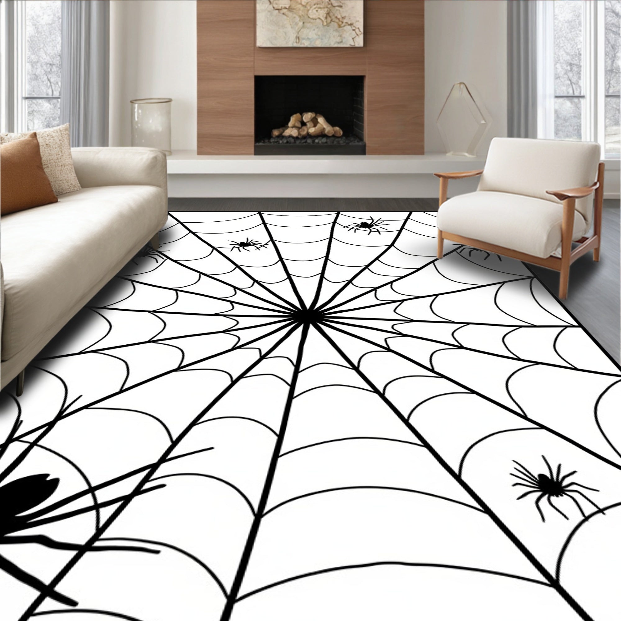 Creepy Spider Web Pattern Rug