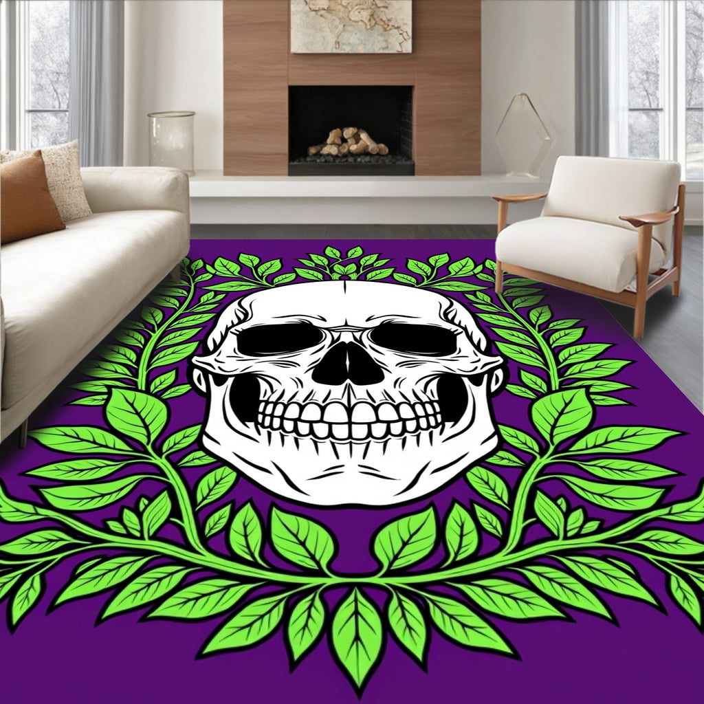 Gothic Skull Laurel Pattern Rug