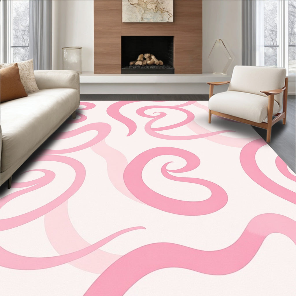 Pink Swirl Abstract Pattern Rug