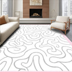 Abstract Swirls White And Silver Rug