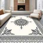 Elegant Floral Mandala Border Rug