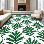 Green Fern Leaf Pattern Rug