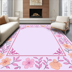 Charming Floral Butterfly Nature Border Rug