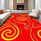 Bold Red Yellow Swirl Pattern Rug