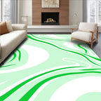 Elegant Green Wavy Swirl Design Rug