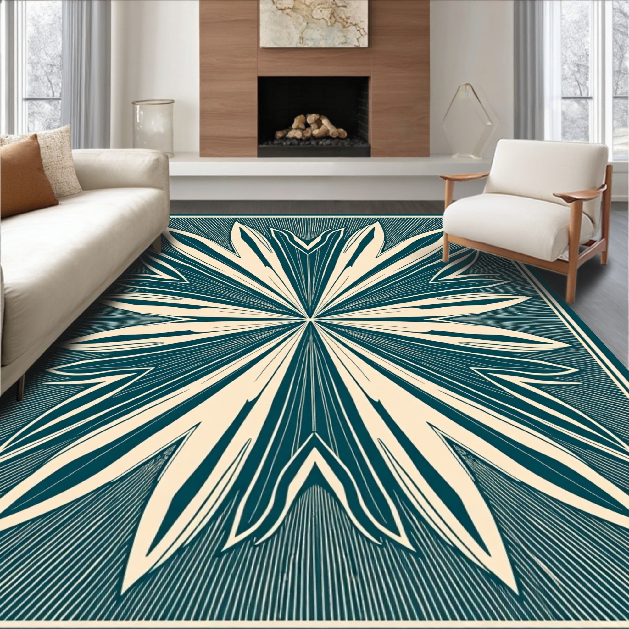 Abstract Starburst Geometric Design Rug