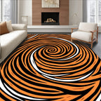 Bold Orange Swirl Abstract Design Rug