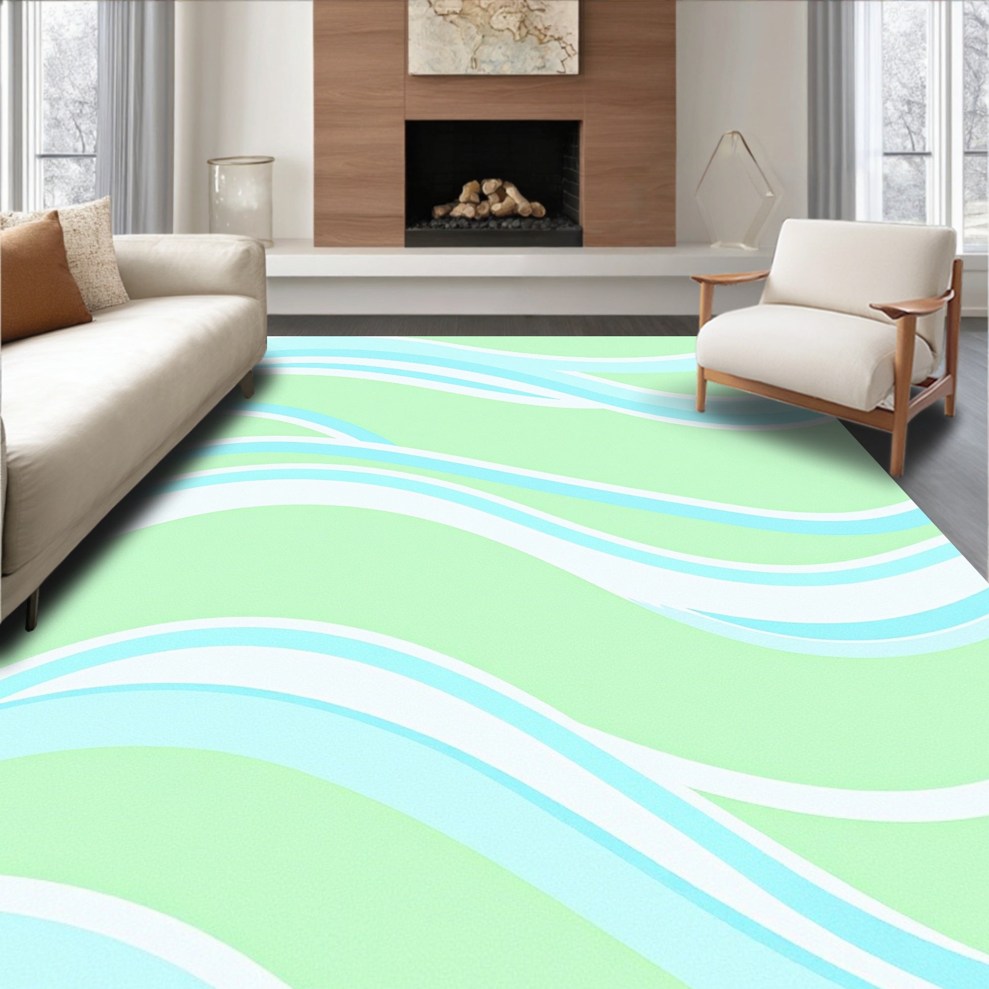 Abstract Pastel Wave Motion Design Rug