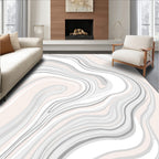 Soft Pink Gray Marble Swirls Rug