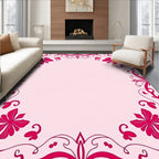 Floral Vine Scrollwork Pink Rug