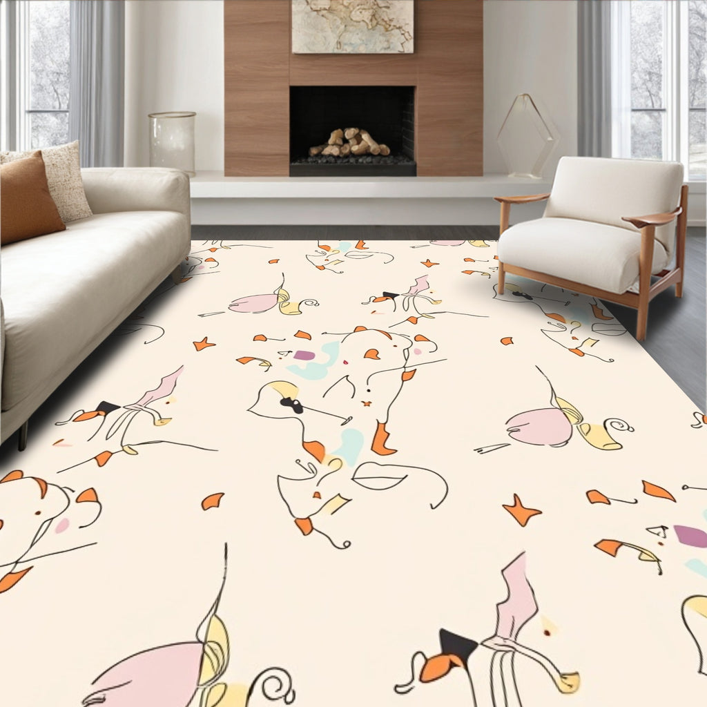 Abstract Figurative Doodle Art Rug