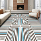 Modern Geometric Stripe Patterned Abstract Rug