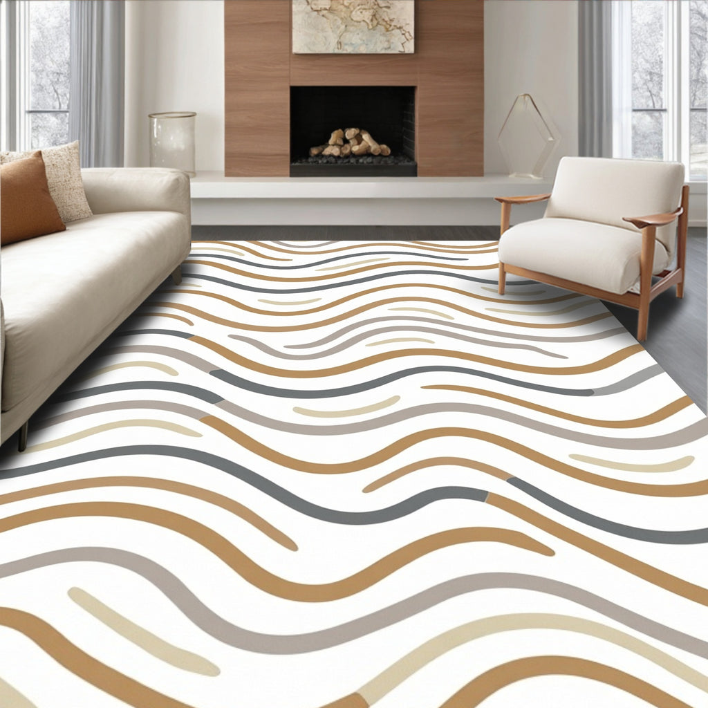 Modern Earthy Wave Pattern Rug