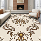 Traditional Brown Floral Medallion Pattern Rug