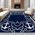Nautical Anchor Scrollwork Border Design Rug