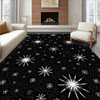 White Starburst Pattern With Circles Rug