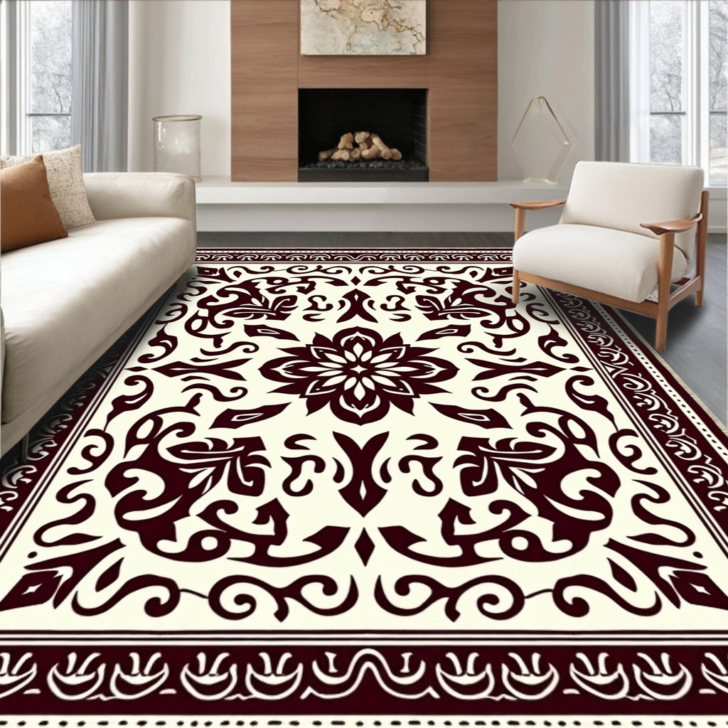 Crimson Floral Baroque Rug