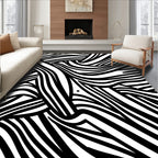 Bold Black White Striped Pattern Rug