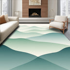 Abstract Wavy Landscape Green Rug