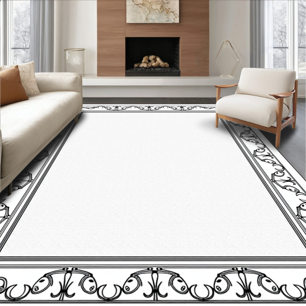 Ornate Fish Motif Frame Rug