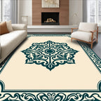 Elegant Teal Floral Medallion Design Rug