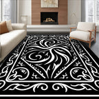 White Swirl Paisley Ornate Frame Rug