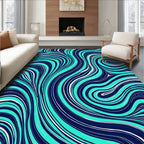 Vivid Aqua Swirl Pattern Rug