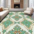 Vintage Teal Gold Medallion Pattern Rug