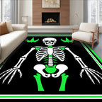 Gothic Skeleton With Neon Green Accents Rug