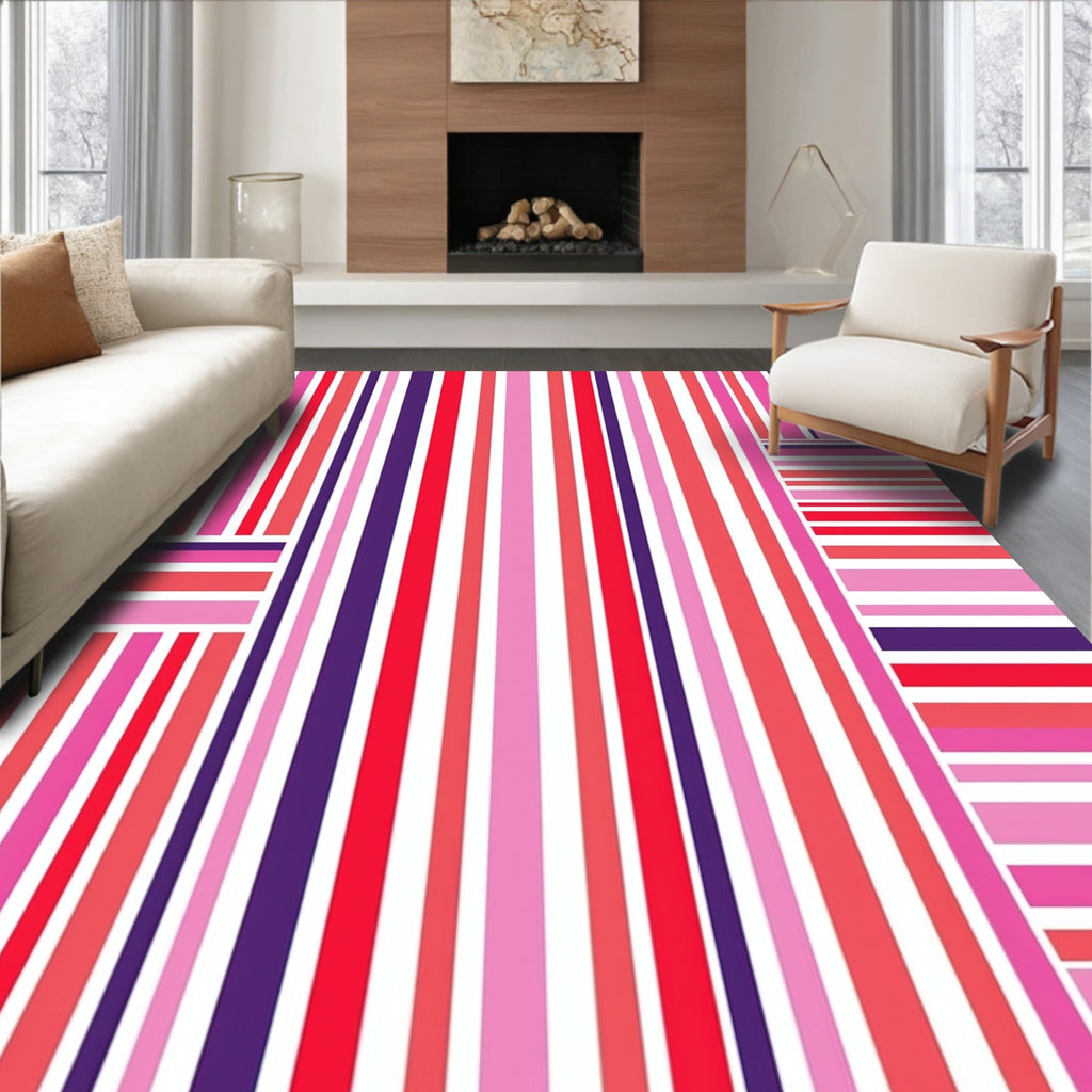 Striped Pink Purple Modern Vertical Pattern Rug