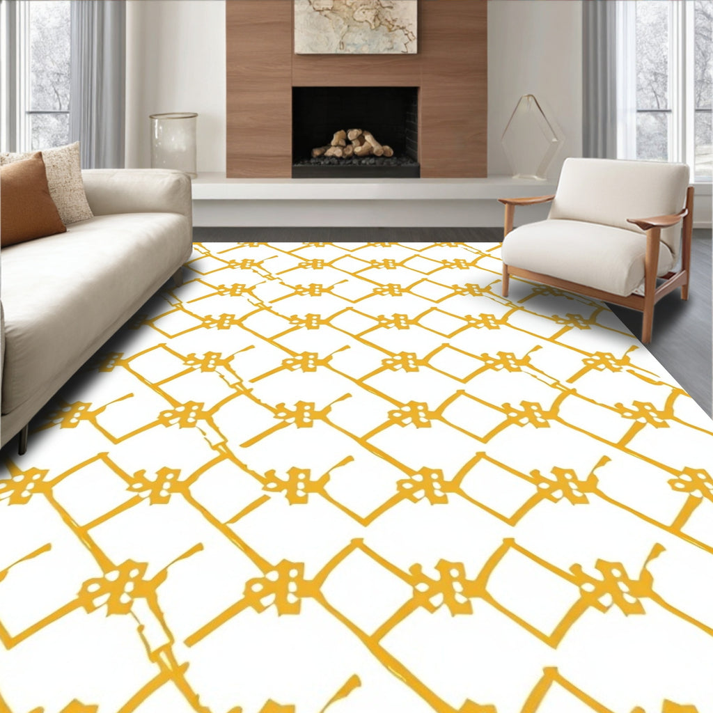 Geometric Chain Link Pattern Rug