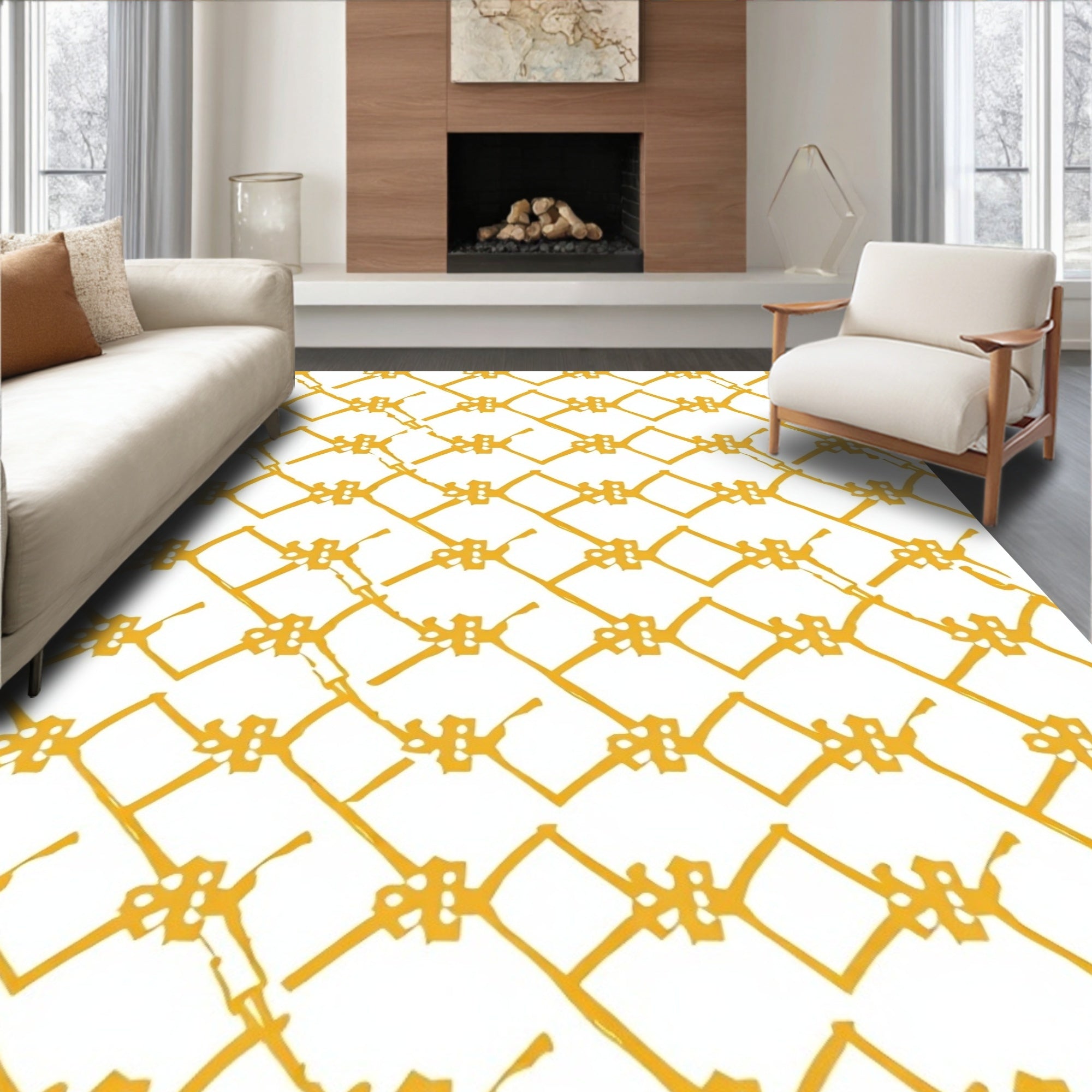 Geometric Chain Link Pattern Rug