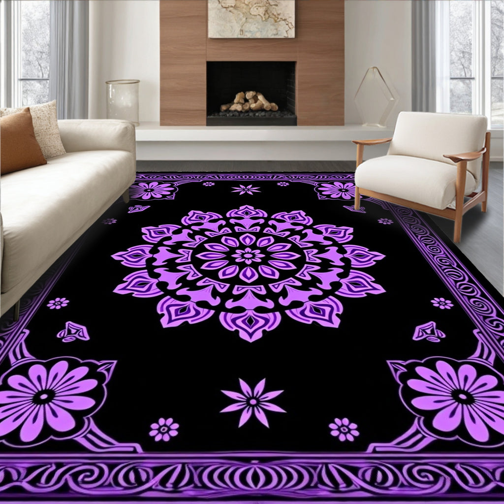 Lila Floral Mandala Geometric Rug