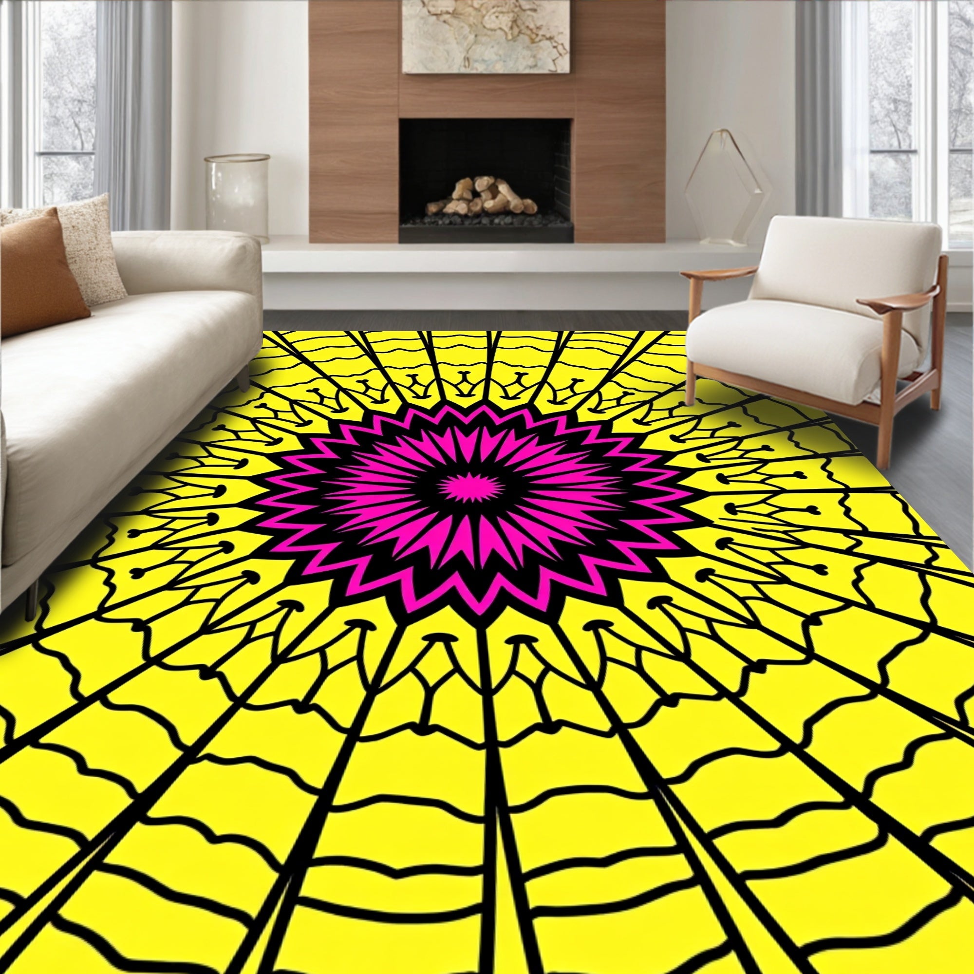Vibrant Geometric Sunburst Rug
