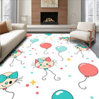 Cute Cat Balloon Pink Teal Pattern Rug