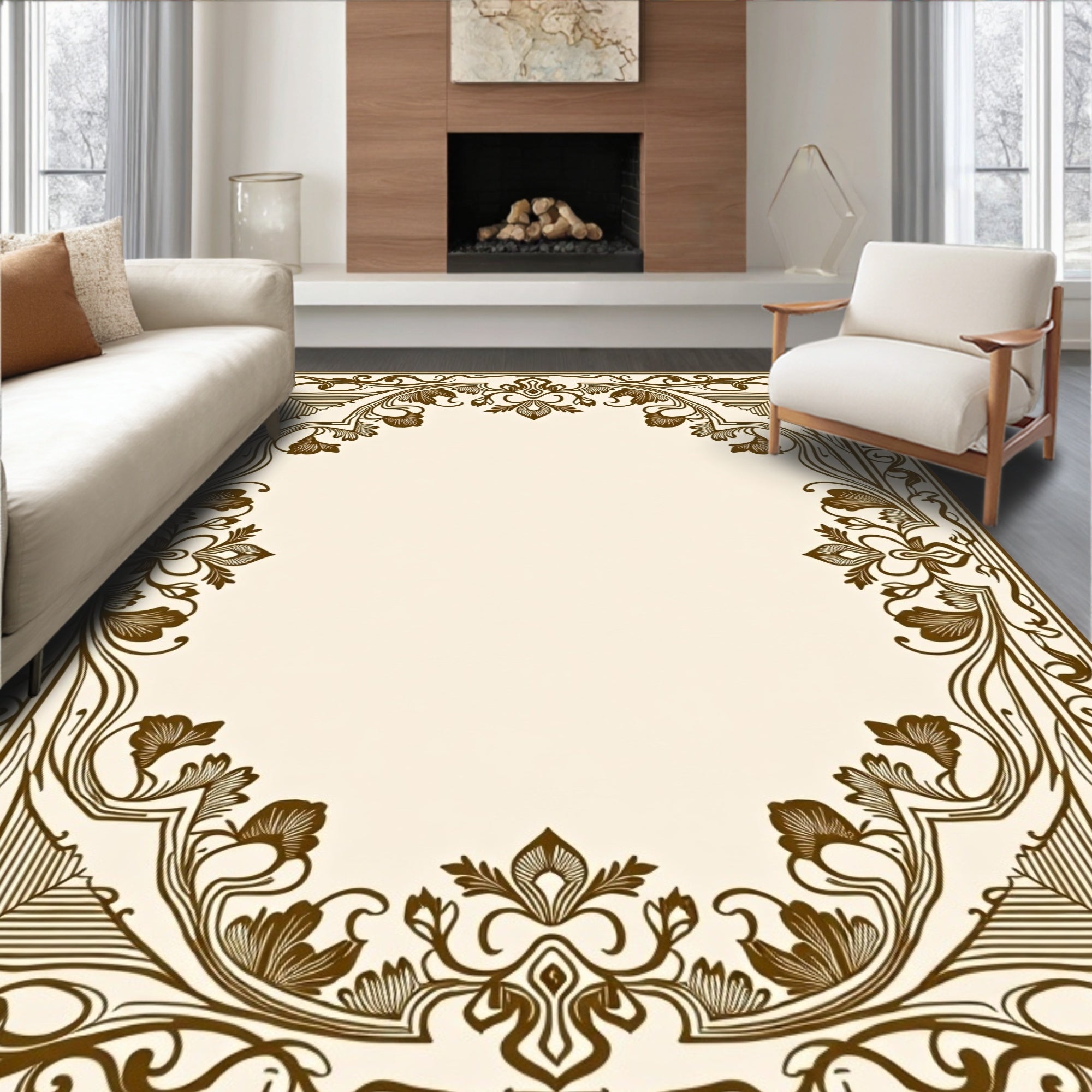 Antique Floral Swirls Art Nouveau Rug