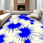 Splatter Print Abstract Blue Rug