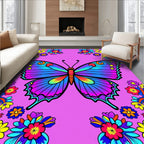 Vibrant Butterfly Floral Pattern Rug