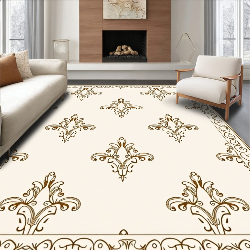 Classic Damask Scroll Pattern Rug