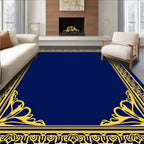 Elegant Gold Floral Ornate Border Rug
