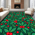Festive Holly Berry Folk Art Design Rug