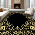 Elegant Golden Vintage Scroll Border Rug