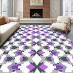 Modern Purple Gray Geometric Abstract Pattern Rug